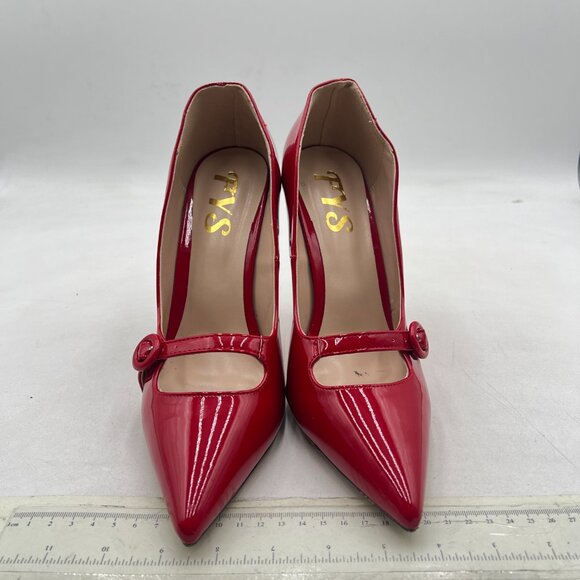 FYS Wine Pointed Toe Buckle Ankle Strap Mary Jane Pump Sexy Stiletto High Heels - Picture 3 of 8